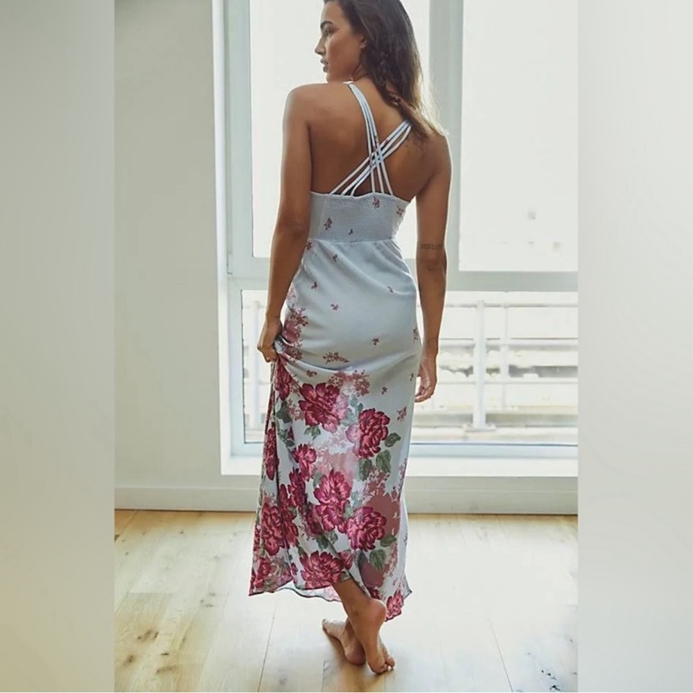 Free People Get To You Floral Maxi Sundress In Hydrangea Combo Size XS - Picture 2 of 11